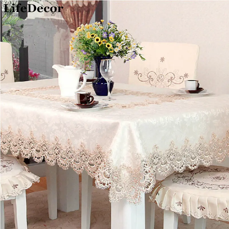 luxury fashion rustic quality water soluble dining table cloth fabric
