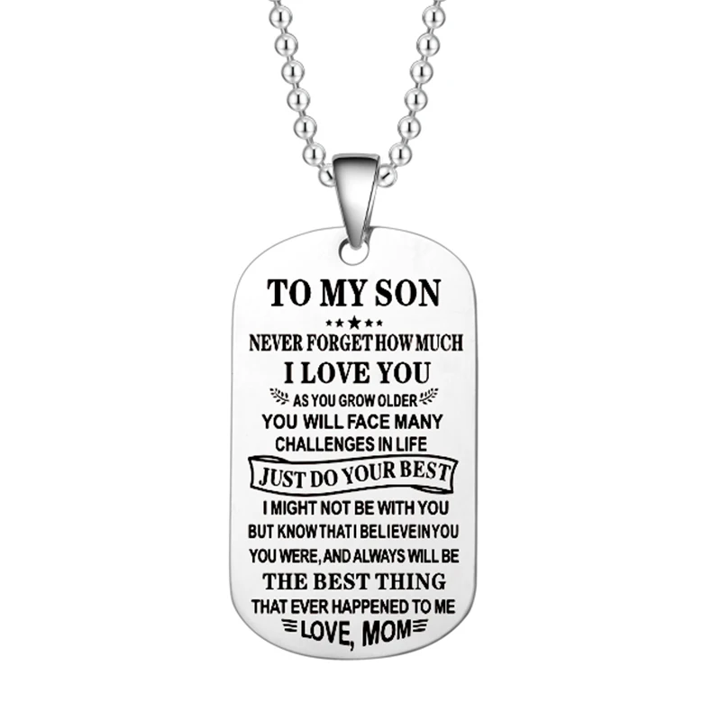 To My Son Daughter Love Dad Mom Lettering Dog Tag ...
