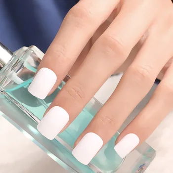 

New Matte Surface False Nail With Glue For Woman Medium Length Square Matting Full Cover Tips Fake Nails Finger faux ongle