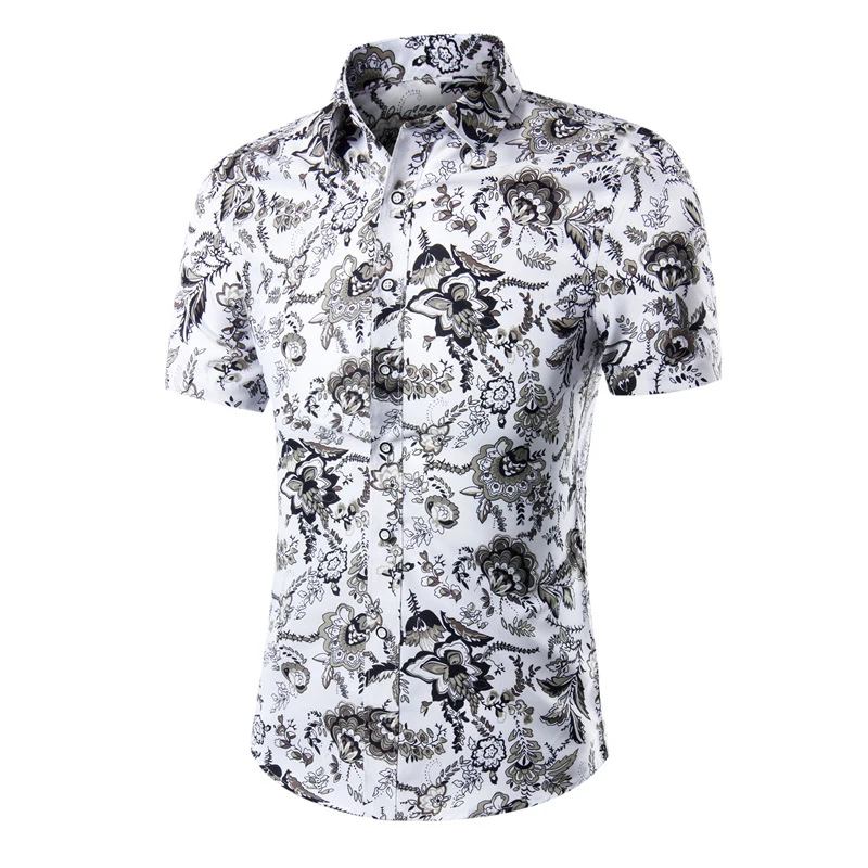 LeeLion Летняя мужская рубашка с принтом рубашки с коротким рукавом рубашки Camisas Para Hombre с отложным воротником модные повседневные рубашки для мужчин
