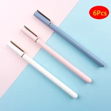 6Pcs/Lot Simple Metal Clip Gel Pen 0.5MM Black Ink Magical Pen School Office Writing Supplies Student Stationery Signature Pens 4pcs lot office supplies hearts pencils pen colored pen gel ink pen multi color signature pen painting supplies student specific