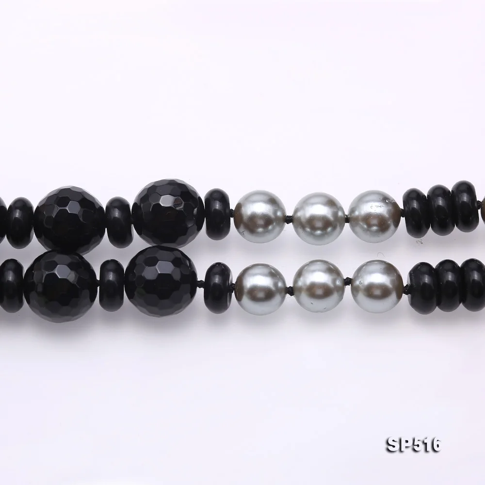 JYX 2019 милое ожерелье серебристо-серый 10 мм Жемчуг морской ракушки круглые бусины Цепочки и ожерелья высокого качества 37 "элегантные