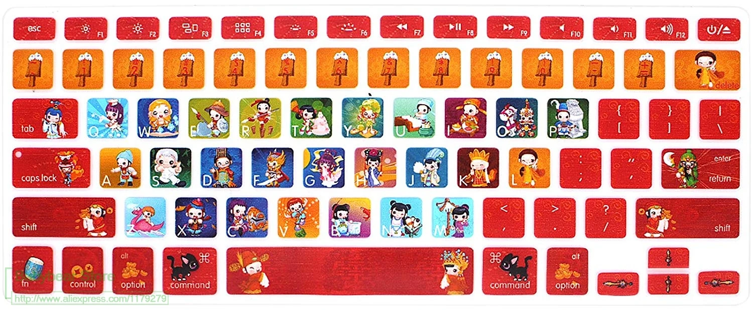 Martial Arts Cartoon Characters Keyboard Cover Silicone Skin For