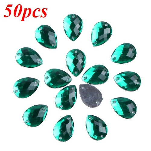 Color 5 Sunbling 50 шт./лот 10*14 мм, форма в виде капли кристалл пришивные стразы 2 отверстия Серебряный с плоской задней частью акриловые украшения для свадебной одежды - Цвет: Color 5