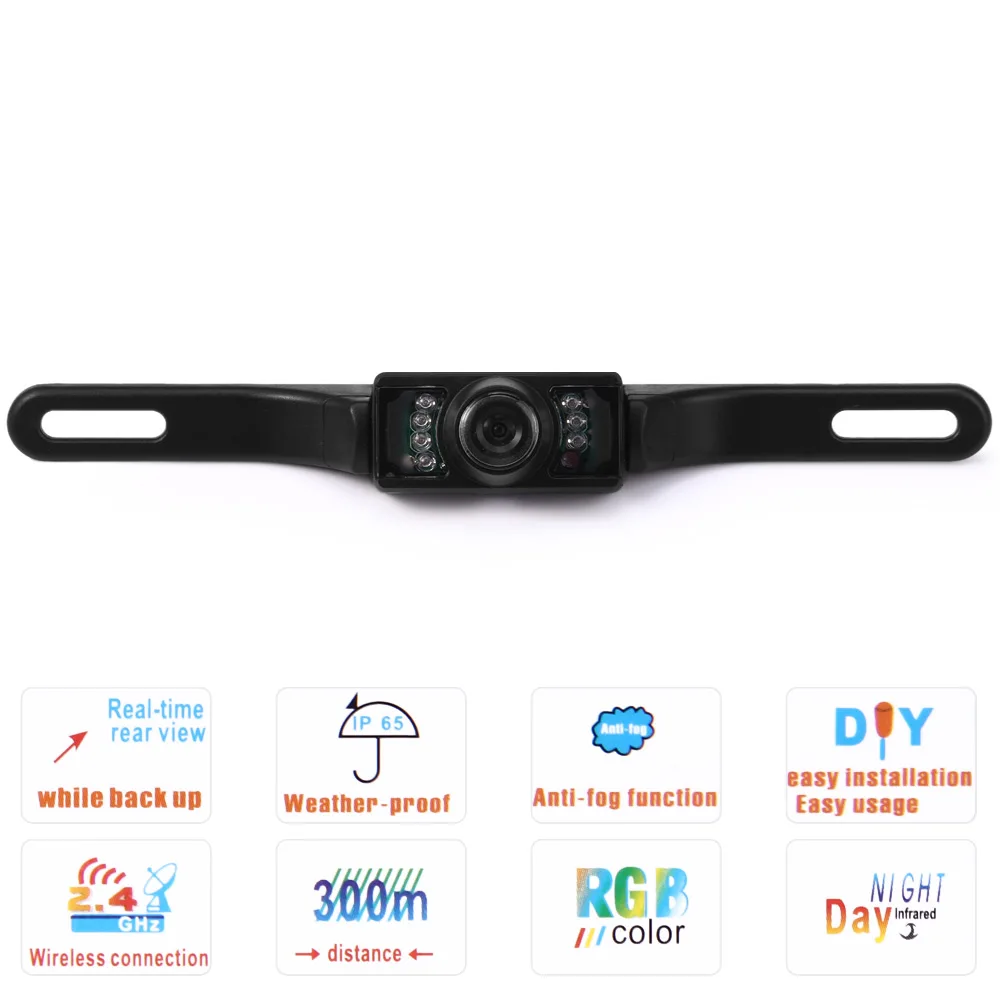 

ZEEPIN Car Rear View Backup Camera License Plate Waterproof IP67 Color CMOS 170 Degree Viewing Angle HD Color Image Night Vision