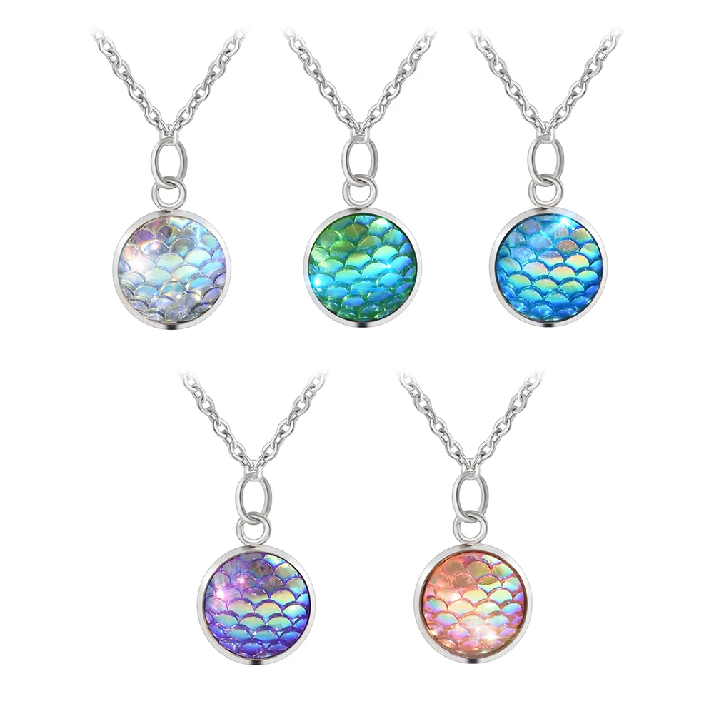 Novo Design Da Sereia Da Escala de Resina Charme Liga Pingente Exclusivo Colar de Corrente Para As Mulheres