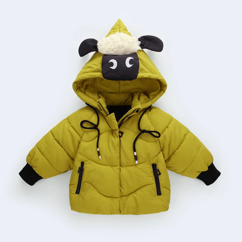 Утепленная детская пуховая хлопковая верхняя одежда с капюшоном на осень-зиму для маленьких мальчиков и девочек; новое теплое пальто с героями мультфильмов; куртка; детская одежда