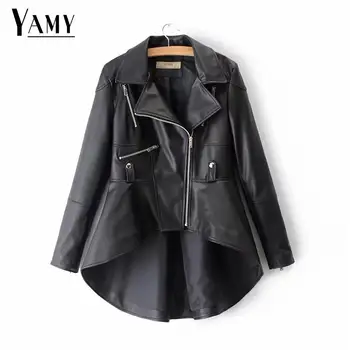 

Autumn winter loose black Gold PU Leather Jacket women punk rock Motorcycle coat Streetwaer long Biker jacket outwear 2018