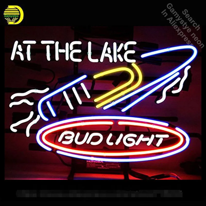 

Neon Sign for AT THE LAKE Neon Tube Sign Bud Light commercial Light handcraft Lamp Store Displays eye Catch neon light sign