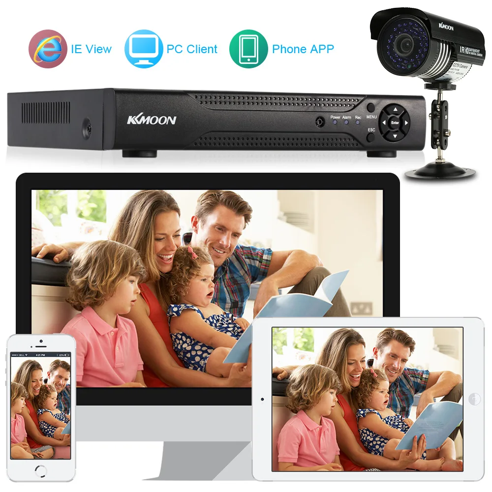 KKmoon 4CH 1080P DVR CCTV Системы 3,6 мм 4 шт. Открытый ИК Водонепроницаемый CCTV Камера 1200TVL домашней безопасности Системы комплект видеонаблюдения 1 ТБ