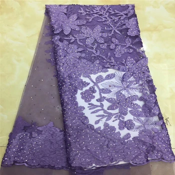 

Tollola Purple Nigerian French Lace Fabrics 2019 African Tulle Lace Fabric With Stones High Quality African Lace Wedding Fabric