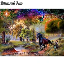 Полный квадратный алмаз 5D DIY Алмазная картина фото на заказ лошадь звездное небо 3D вышивка крестиком Мозаика Декор