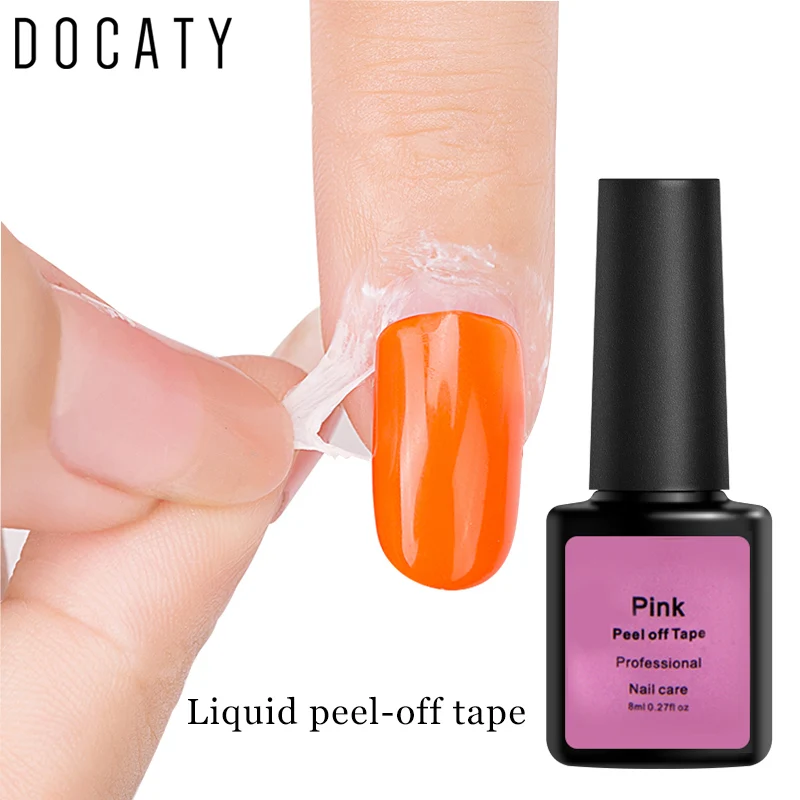 

Docaty Peel-off Tape Everything for Manicure Easy Clean Permanent Fast Dry Finger UV All for Nails Skin Flakes Around Nails Pink