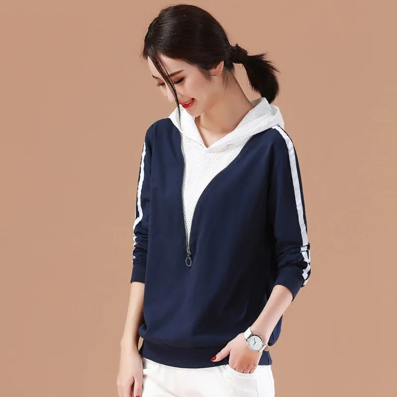 

2018 Autumn new style 2 in 1 pullover korean style loose long sleeve casual coat