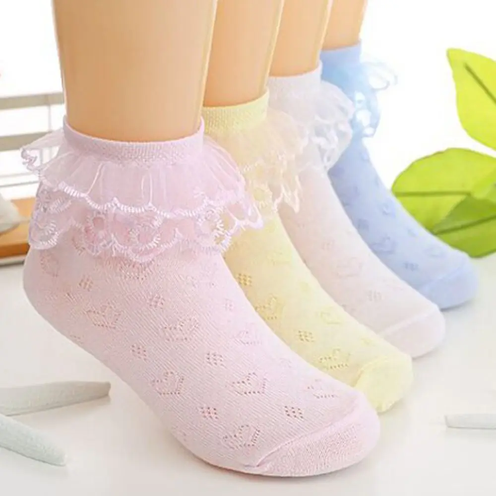 

Summer Fashion Baby Girls Kids Toddler Cotton Lace Ruffle Princess Mesh Socks Breathable Short Ankle Sock