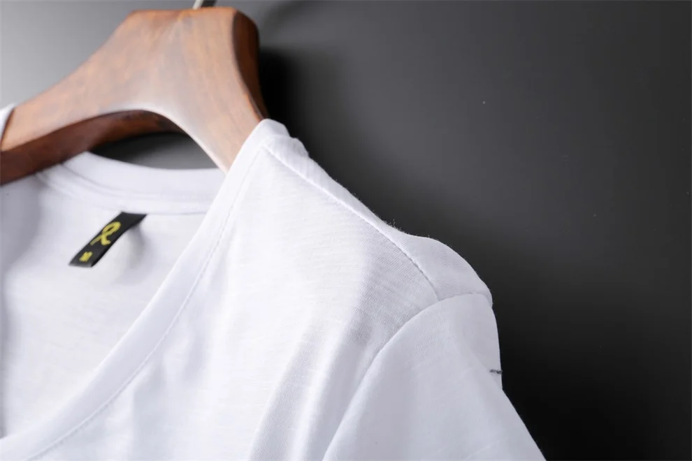 Ледяной шелк сенсорная хлопковая Футболка мужская с v-образным вырезом короткий рукав простая футболка мужские футболки белая черная летняя спортивная одежда хип-поп