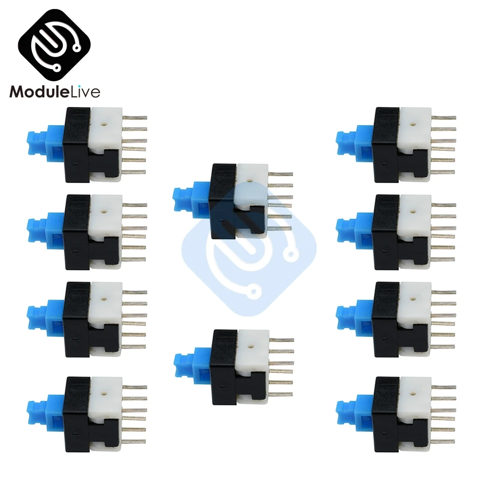 

10pcs NEW 8X8mm Blue Cap Self-locking Type Square Button Switch 8*8 mm