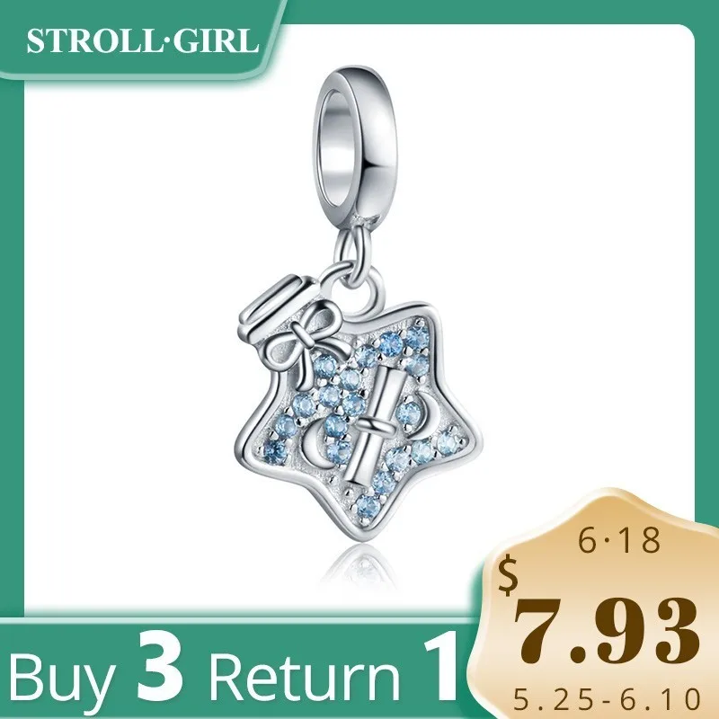 

Strollgirl 925 Sterling Silver Lucky Star Wishing bottle Charm fit European Charms DIY Bracelet for Women Valentine's Day Gift