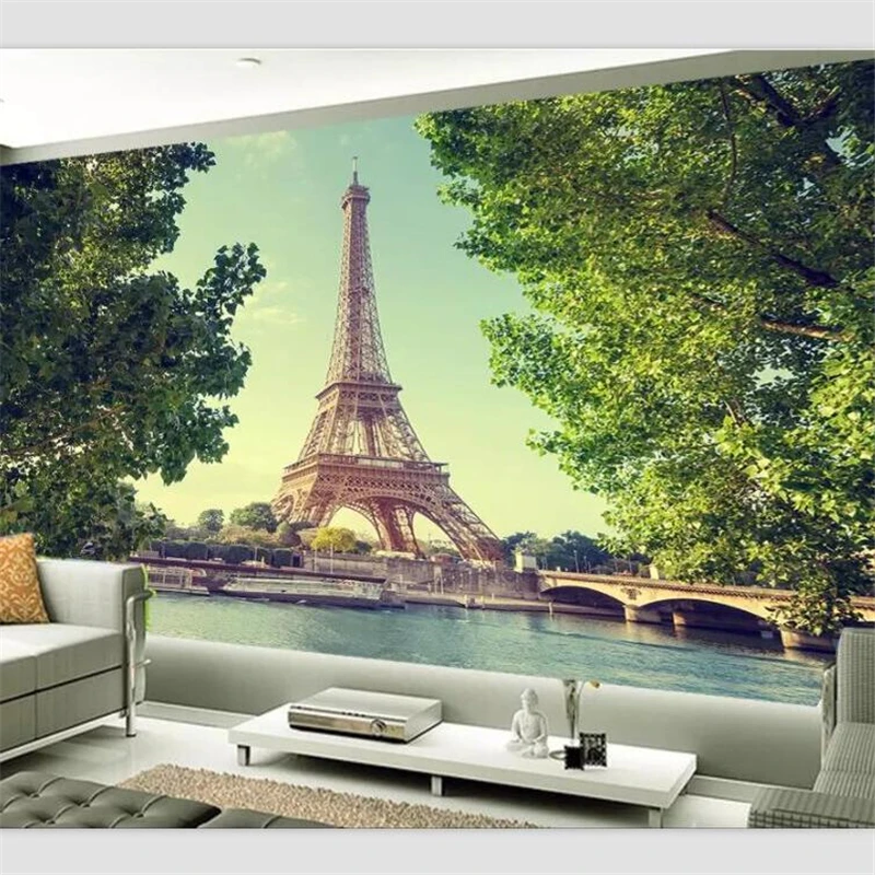 

beibehang Wallpaper custom living room bedroom wallpaper mural European style Paris Tower HD background wall decoration
