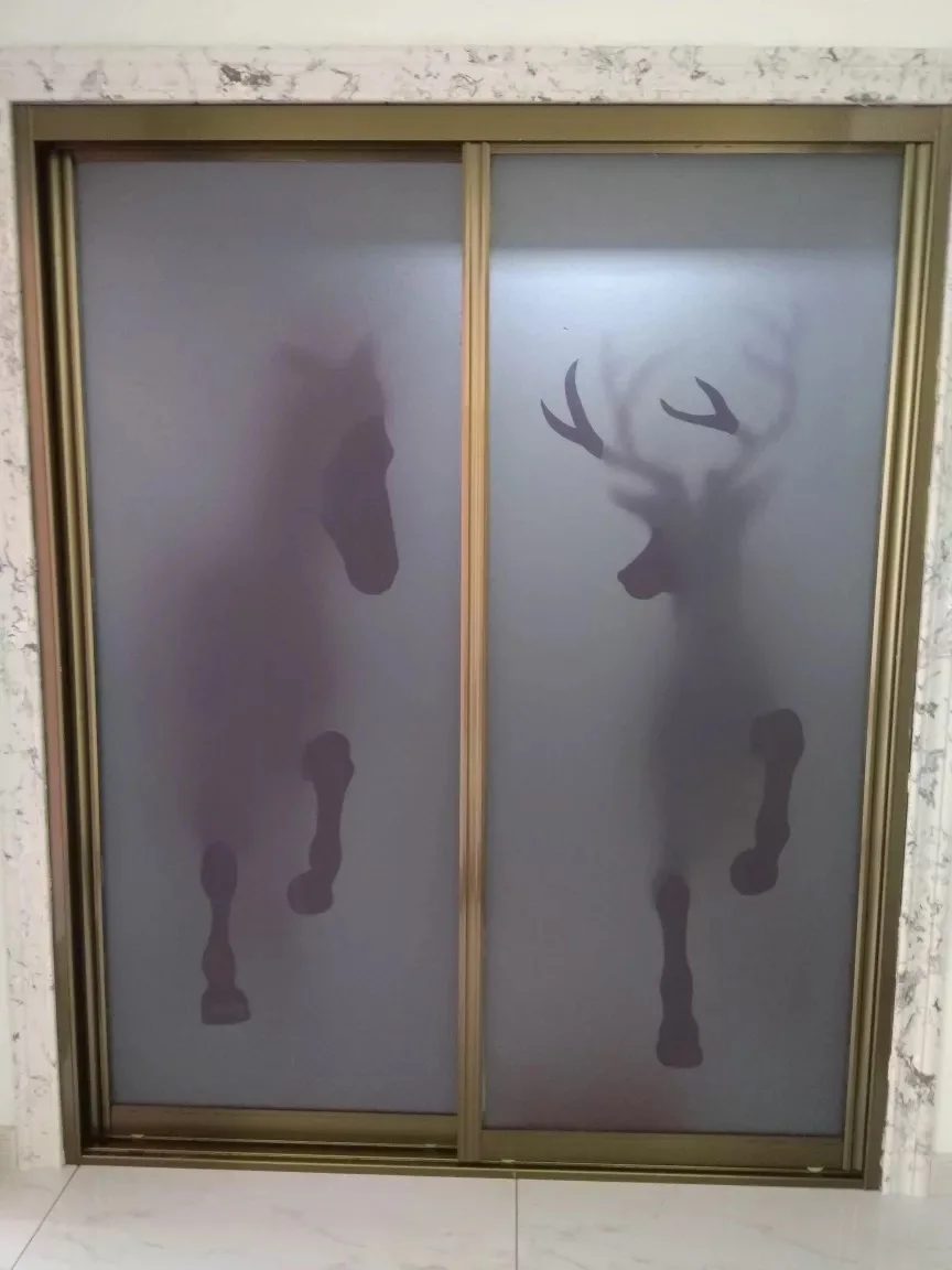 3D эффект заказной конь олень стеклянная пленка оконная наклейка статическая самоклеящаяся пленка спальня офисная дверь конфиденциальная наклейка домашний декор