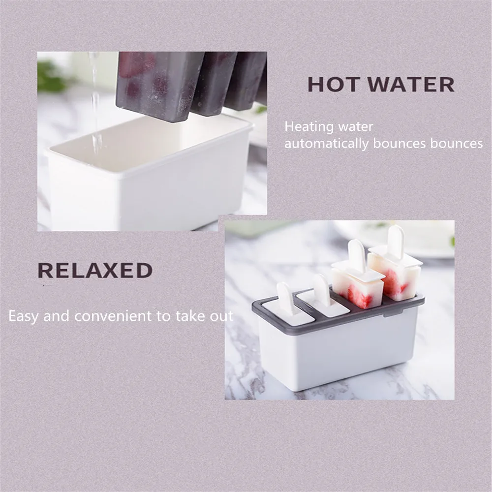 4 ячейки форма для изготовления мороженого DIY Popsicle классическая форма лоток производитель PP замороженный кубик льда леденец Форма Кухня Мороженое Инструменты для приготовления пищи
