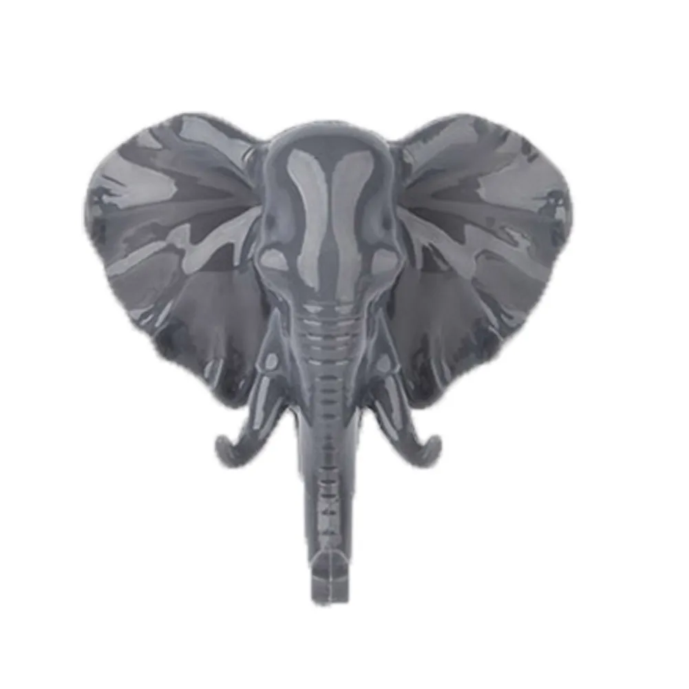 Творческий 3D слон Животное Декор крюк ABS ванная комната ключи/шарф/одежда/ювелирные изделия самоклеющиеся настенные крючки E2S - Цвет: Серый