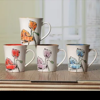 

Creative Peony Flower Pattern Ceramic Mug Elegant Embossed Coffee Mug Ceramic Milk Mug Office Meeting Tea Mug