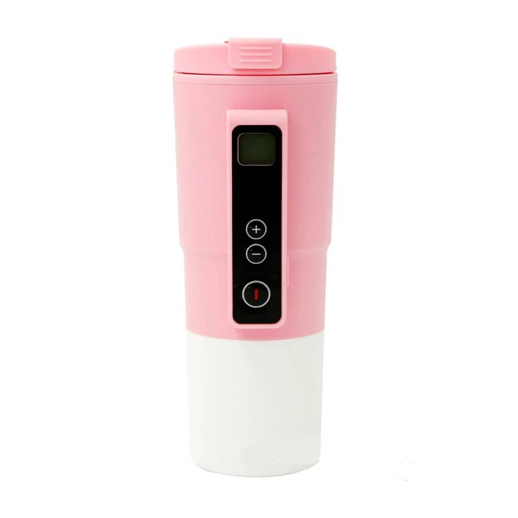 Роскошный термос для автомобиля с чашкой быстрого нагрева, 10 минут, с USB, 12 В, зарядное устройство, электрическая Автомобильная бутылка для кипятка, водонагреватель - Название цвета: Pink