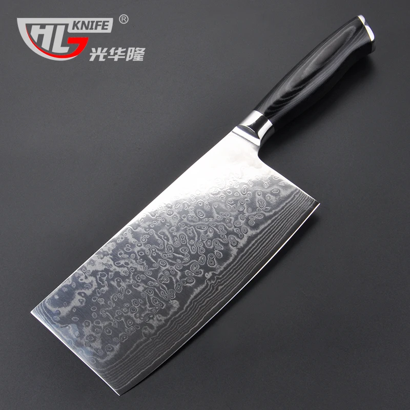 

GHL brand VG10 Damascus carbon steel kitchen chef knife Cleaver knife Meet knife with Micarta Super Quality