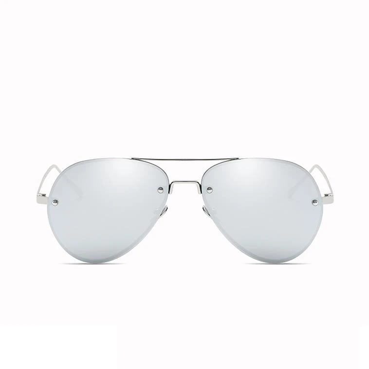 Роскошные солнцезащитные очки без оправы женские брендовые дизайнерские плоские винтажные очки-авиаторы женские солнцезащитные очки для женщин UV400 Cool - Цвет линз: Silver