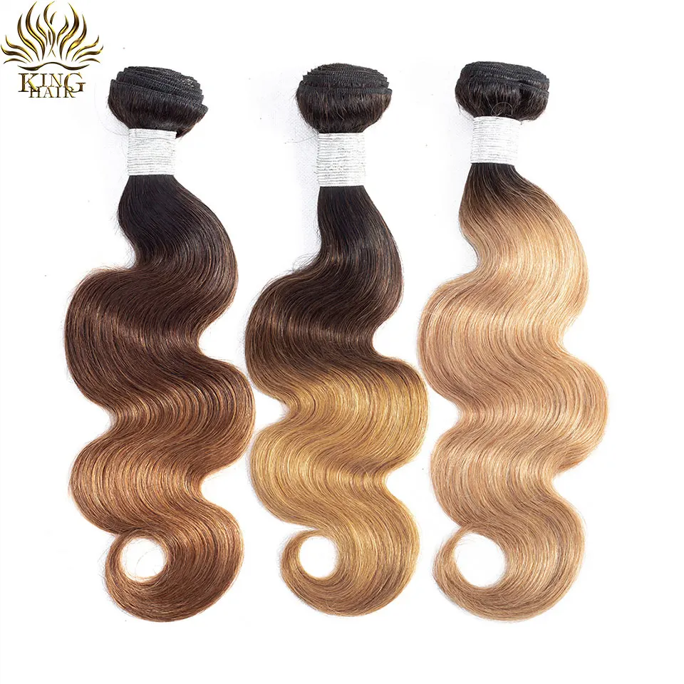 Королевские волосы Цветной перуанские тела волны Связки #1b/#4/#99/#27 прядь волос с покраской Омбре Связки 100% Пряди человеческих волос для