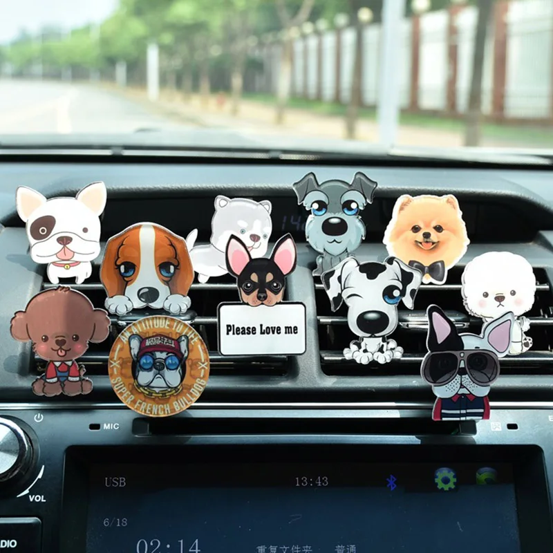 

Car-styling Cute Dogs Shape Funny Air Freshener Car Air Vent Perfume Solid Fragrance Automobile Air Conditioning Vent Perfumes