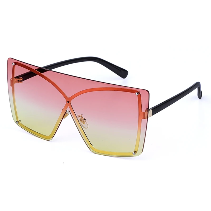 Модные роскошные брендовые Дизайнерские Большие Квадратные Солнцезащитные очки Тонированные цветные линзы из металлического сплава винтажные зеркальные солнечные очки UV40 - Цвет линз: 6