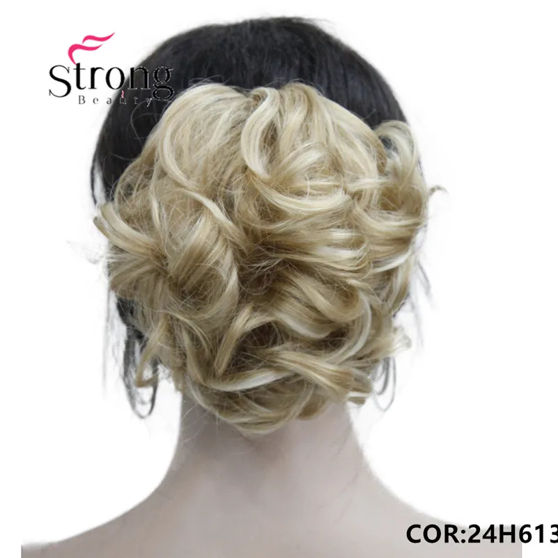 E-945B 24H613(Fashion Women's golden blonde with Synthetic short Wavy Claw Clip Ponytail Pony Tail Hair Extension hairpiece free shipping (2)_