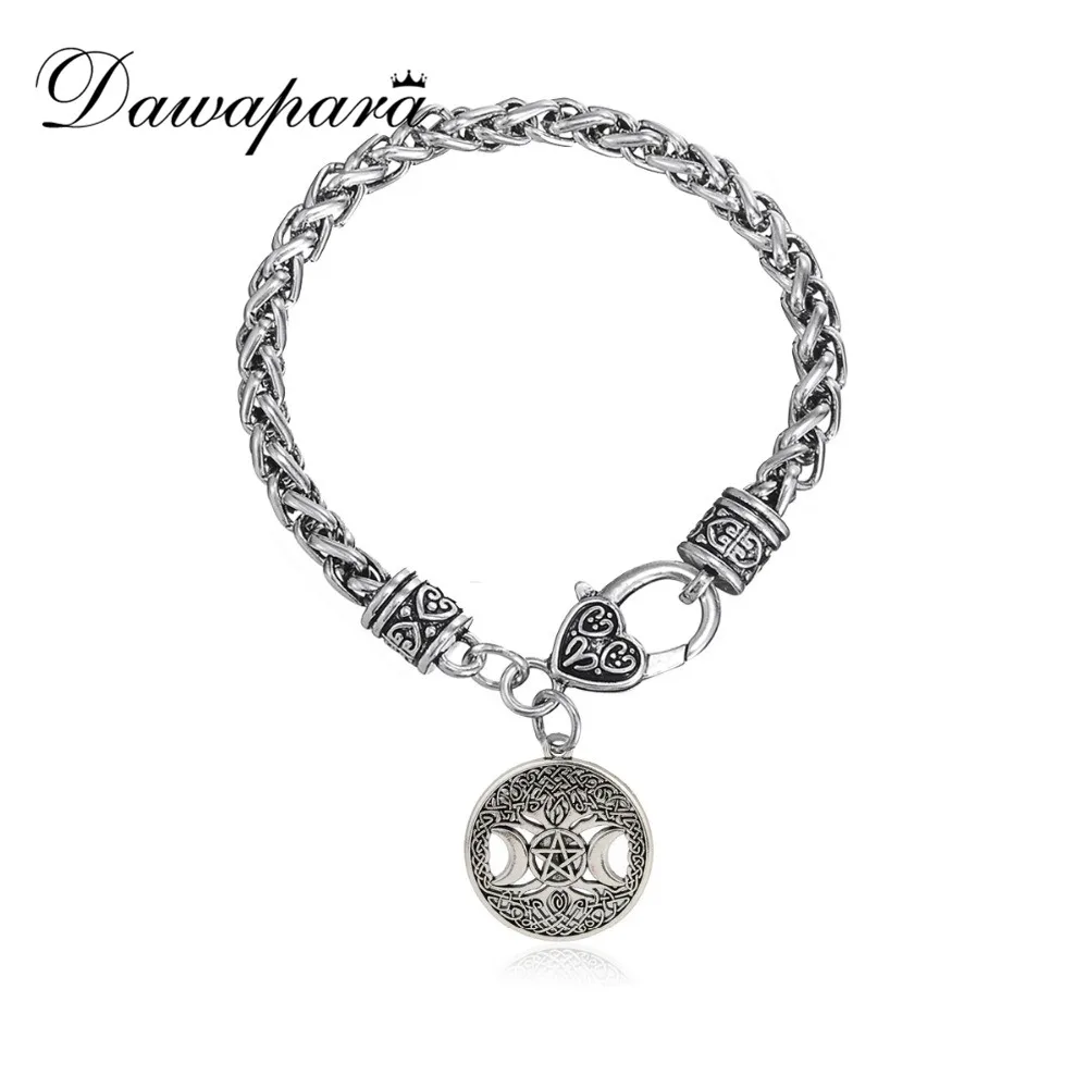 

Dawapara Triple Moon Goddess Wicca Pentagram Tree Of Life Bracelet Pentacle Amulet Pagan Jewelry