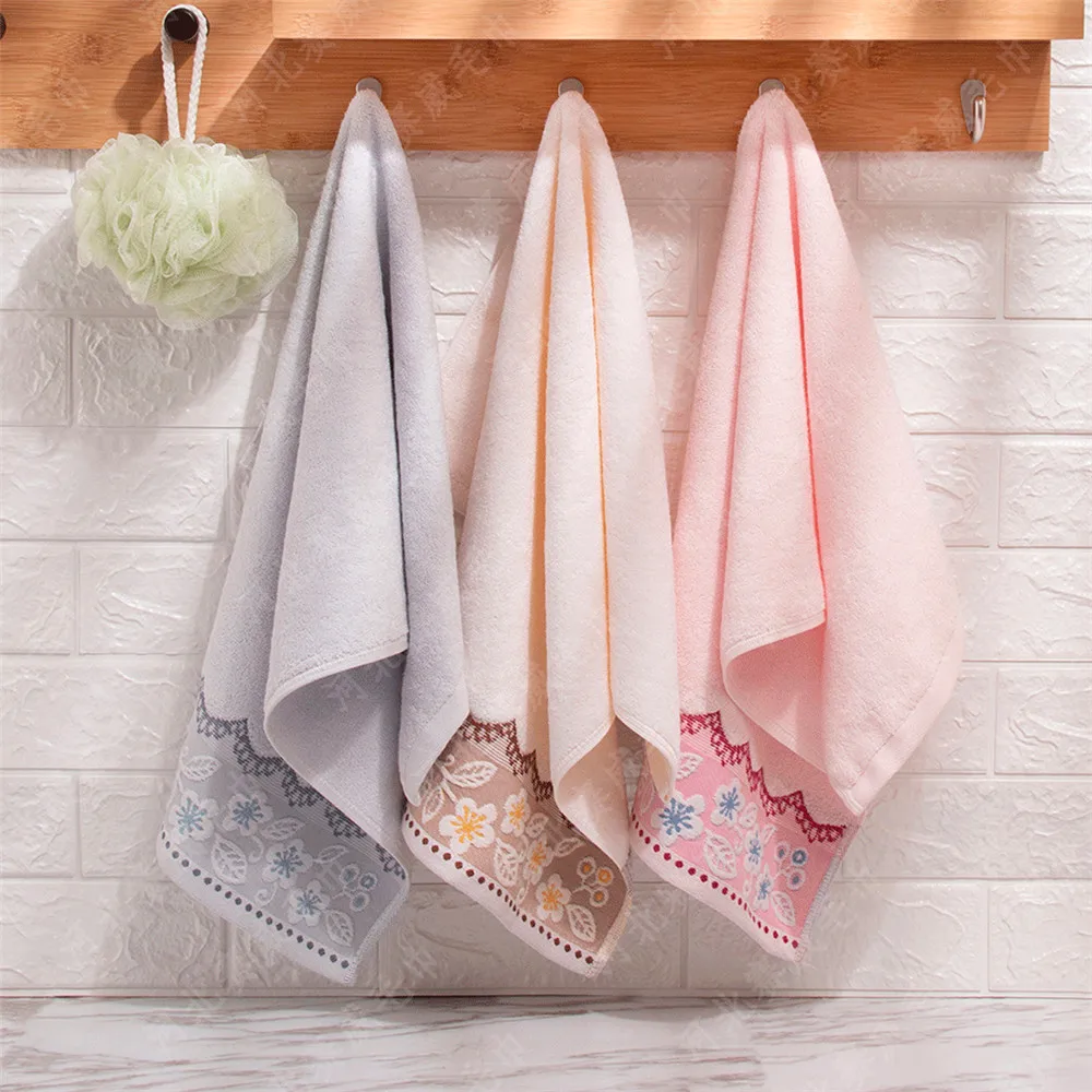 

3pcs 75*34cm Face Towel Adult Pink Gray Yellow Embroidery Flower Bath Face Towels Luxury Solid Hotel SPA Bathroom Toalla Towel