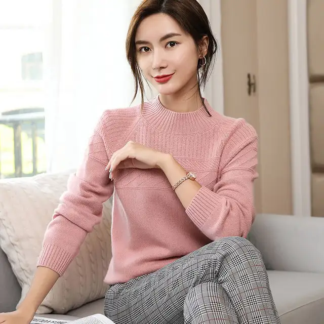Winter New Sweaters Women 4Colors 100% Pashmina Jumpers Suitable for sensitive skin Pullovers 