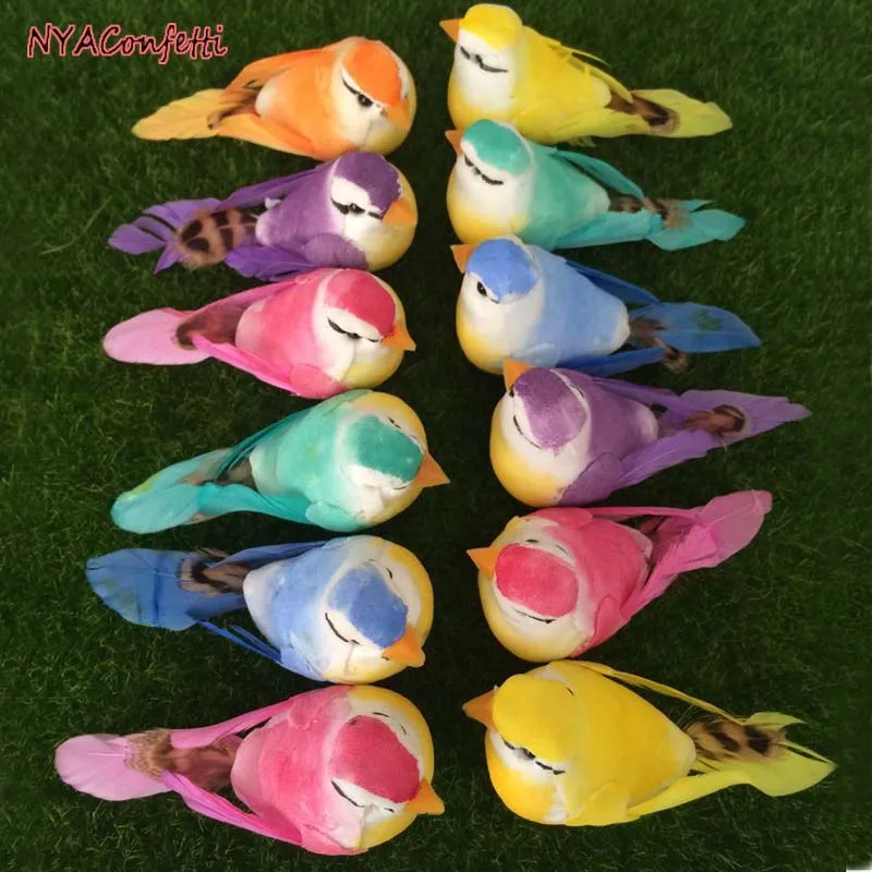 12PCS,8.5*4*3CM,Decorative Foam Feathers Birds Artificial Mini Bird