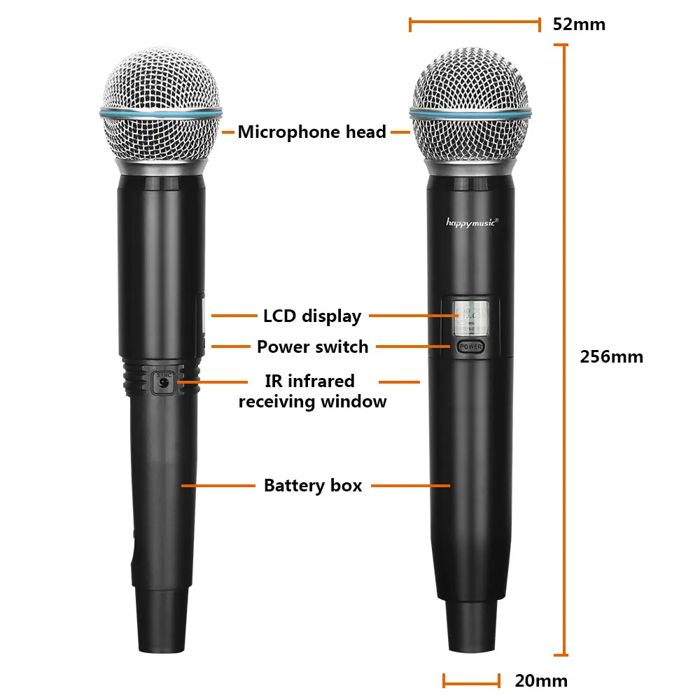 Высококачественный профессиональный двойной беспроводной микрофон, сценическая система, два беспроводных микрофона