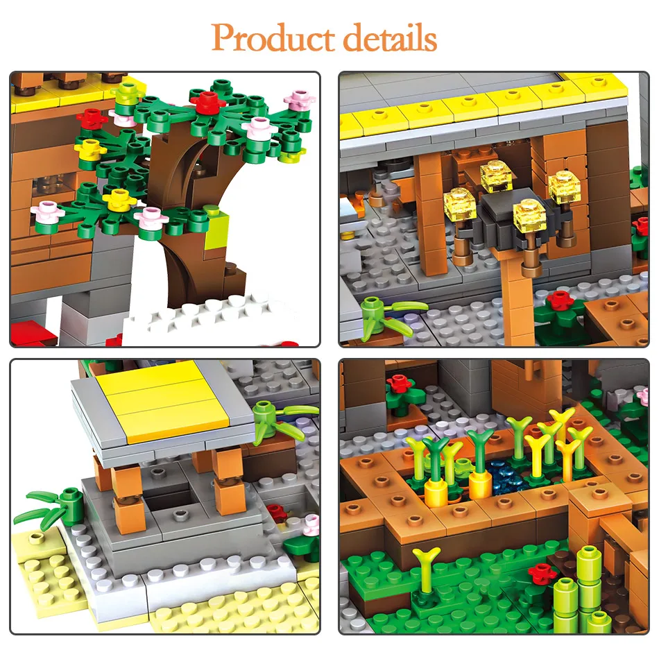 Technic Minecrafted золотой дом игрушечная деревня для детей классический дом мечты домик DIY Кирпичи фигурки