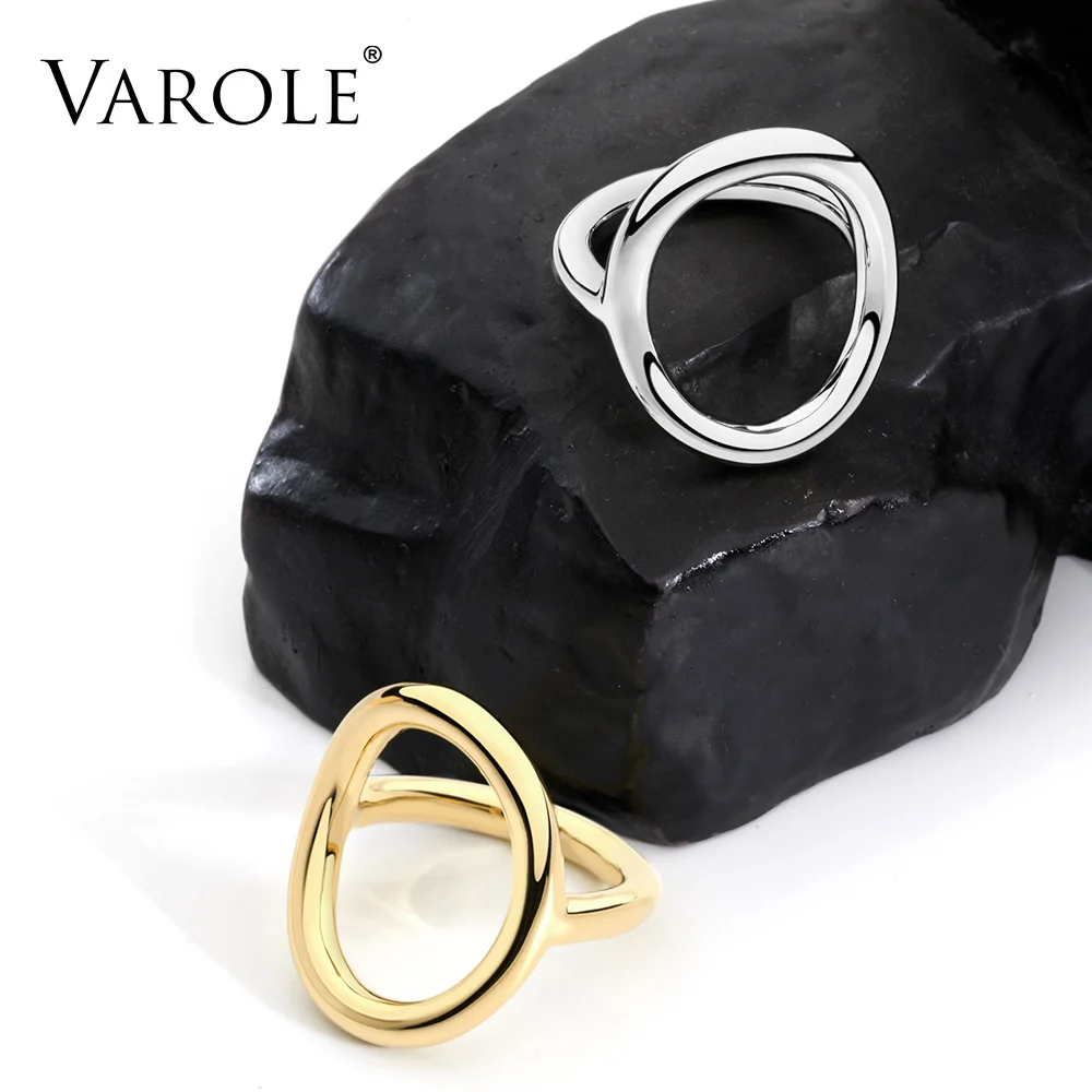 Baratos Nuevos anillos de boda para mujeres de estilo Simple coreano Irregular, anillos de plata de cobre redondos, venta al por mayor