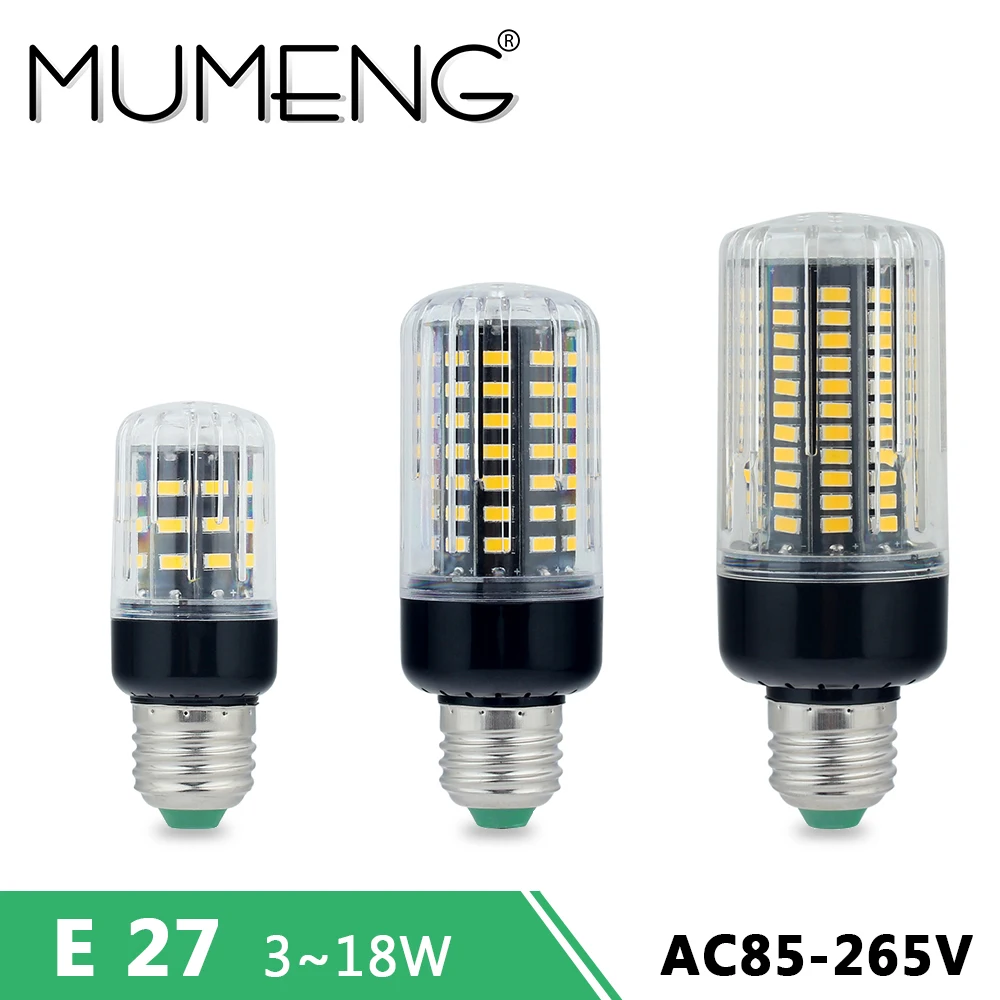 

MUMENG E27 E14 LED Light Bulb SMD5738 Corn Bulb Smart IC Lamp AC85-265V Spotlight 3W 5W 7W 9W 12W 15W 18W Anti-Strobe Bombillas