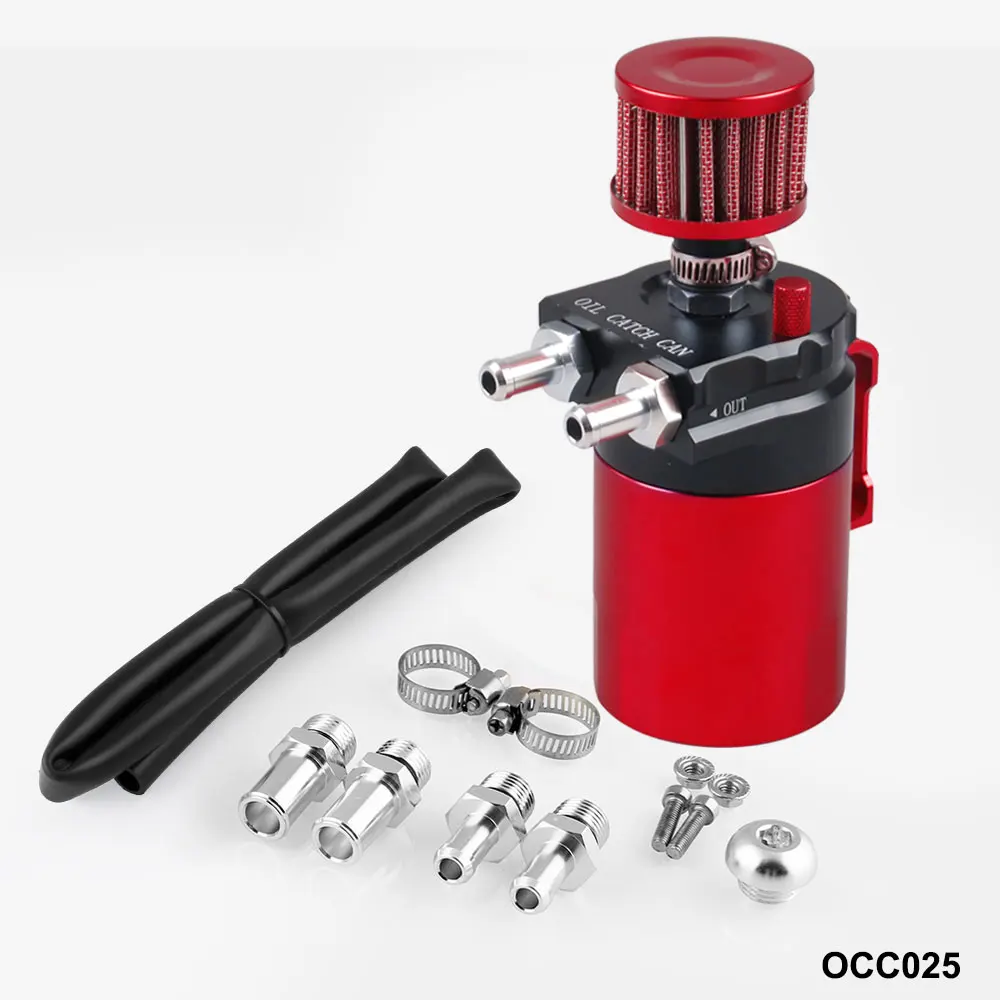 Baffled алюминиевый маслоуловитель резервуар/масляный бак с фильтром Универсальный OCC025 - Цвет: black with red