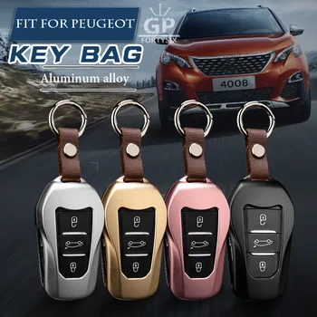 

Aluminium Alloy Car Key Case Cover holder For Peugeot 508 301 2008 3008 4008 407 408 Citroen C5 C6 C4L CACTUS C3XR DS smart key