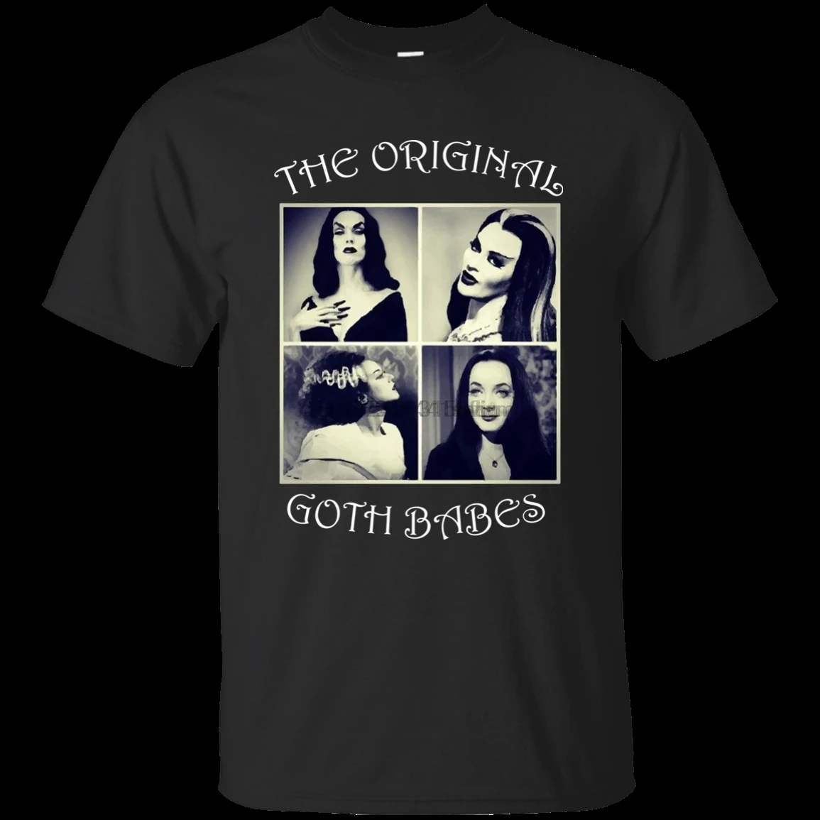 

Vampira Morticia Adams Lily Munster Bride of Frankenstein Gothic T shirt Black Short Sleeve Tops top tee Funny T Shirt Men