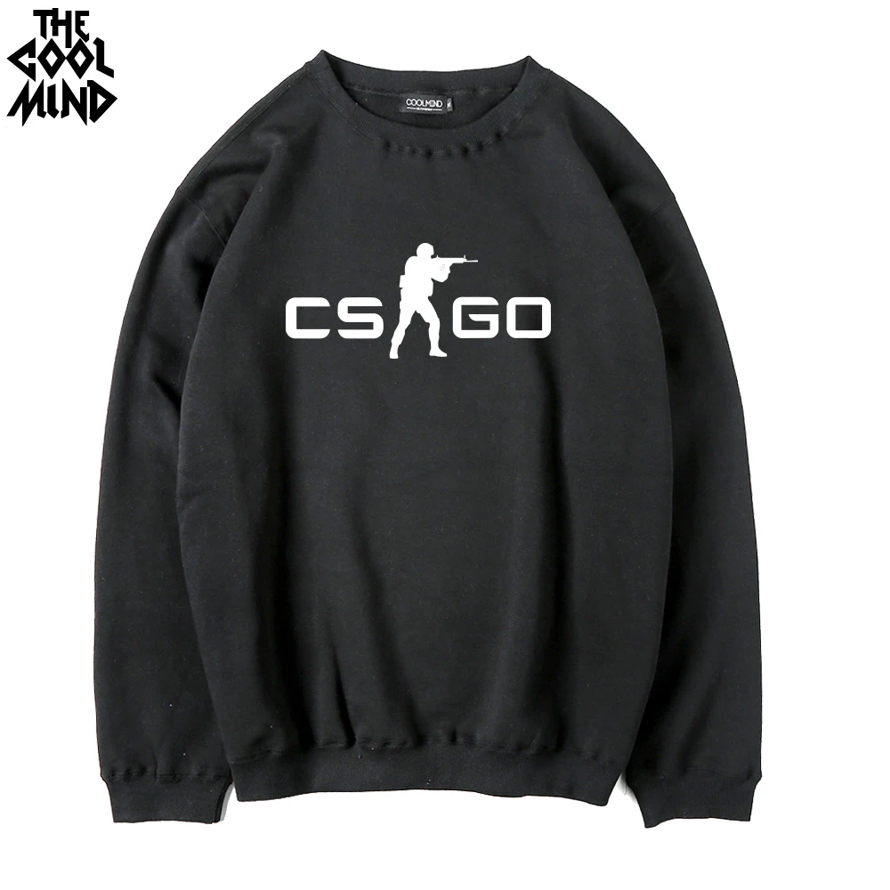 THE COOLMIND Cotton blend fleece cs go printed men Hoodies casual cool fashion thick crewneck sweatshirt for men