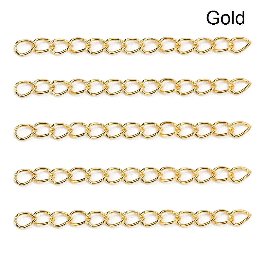 XINYAO 100 шт./лот, удлиняющая цепочка для ожерелья, расширенная цепочка для браслета, расширенная цепочка для самодельного изготовления ювелирных изделий F1620 - Цвет: gold