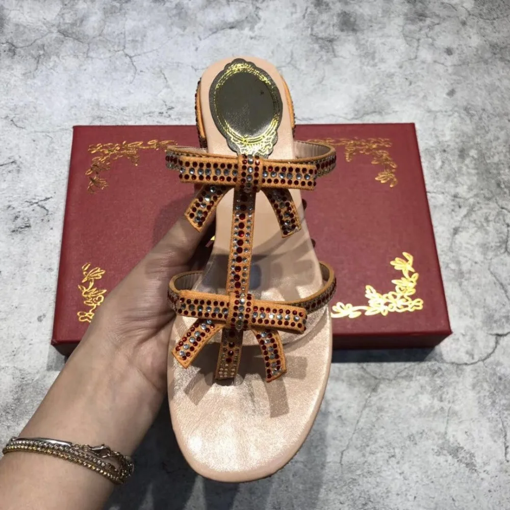 Zapatos Mode Maultiere Schmetterling Schuhe Platz Slip Sommer Design Frauen Hausschuhe High Show Frau Mujer Sandalen Heels As Strass knoten Auf Oa4qxw