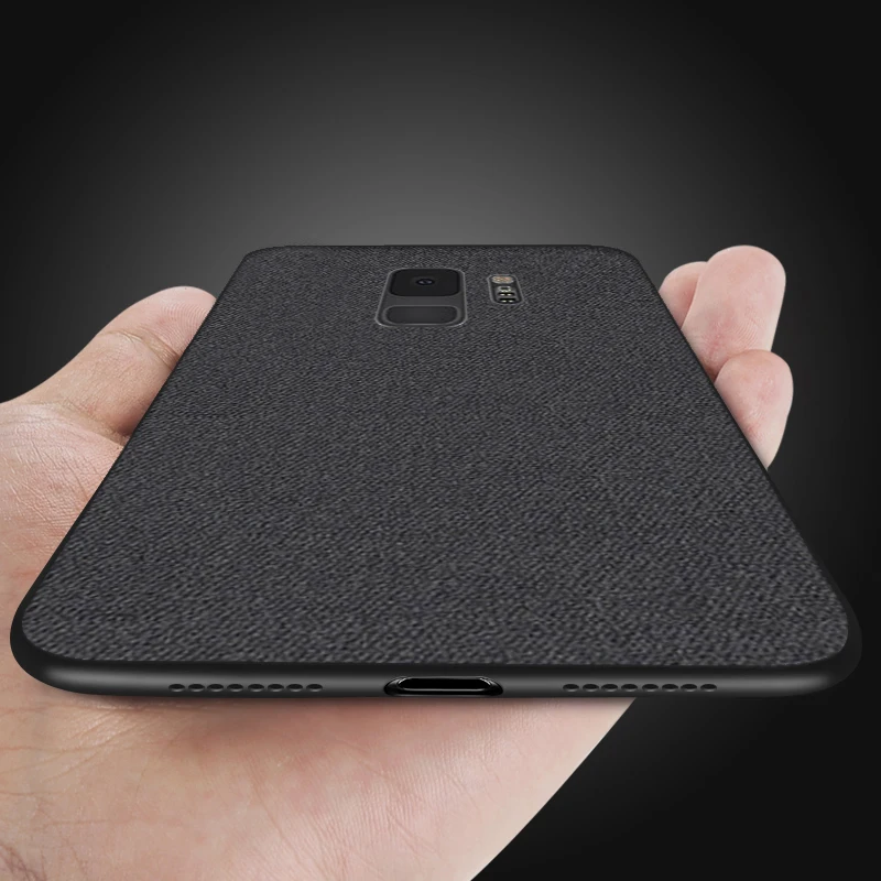 

UltrathinBreathable Cloth Phone Case Luxury Soft Silicone Shockproof caseingFor Samsung Galaxy S8 S9 Plus Note89 Back Cover rind