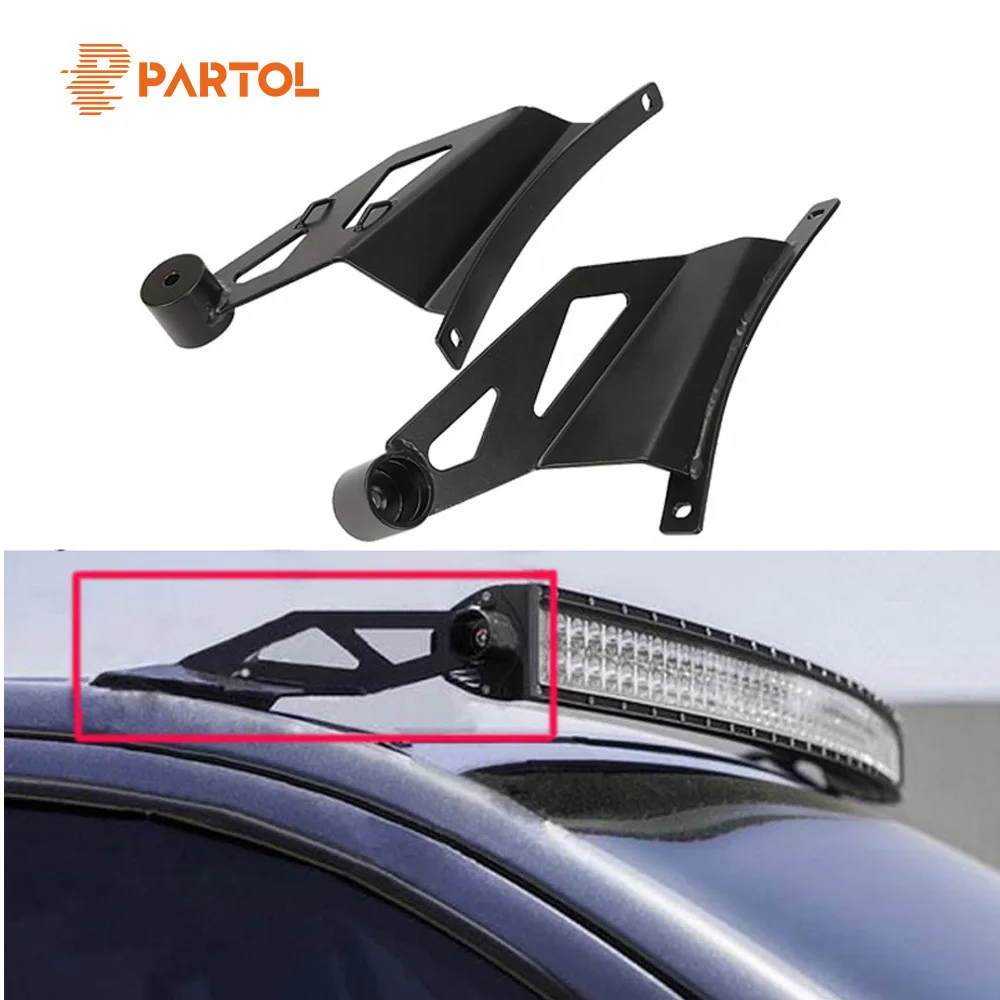 

Partol 2 Pcs Upper Windsheld Solid Steel 50" Curved Light Bar Mount Brackets Work Light Bar Mounting Kit for Ford F150 2009-2014